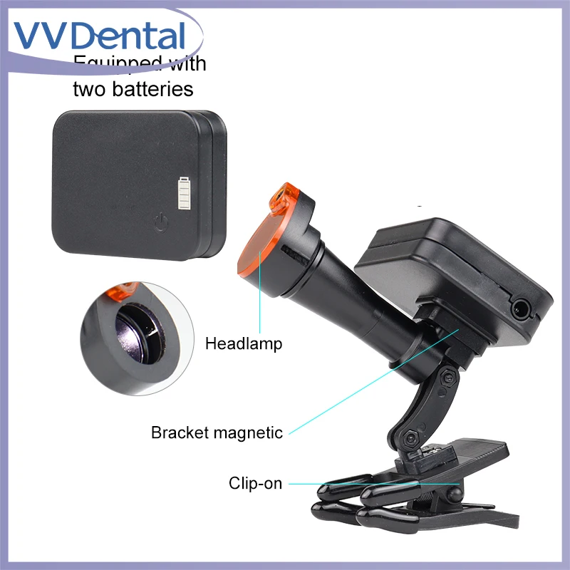 

VVDental Wireless Portable Dental Headlamp 5W LED Dental Headlight Loupe Magnetic Dual Battery Dental Surgical Head Light