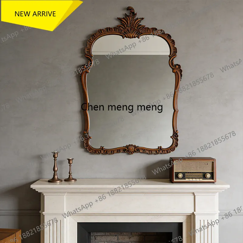 z183 Retro new Chinese vanity mirror French carved decorative mirror household bedroom high definition vanity mirror
