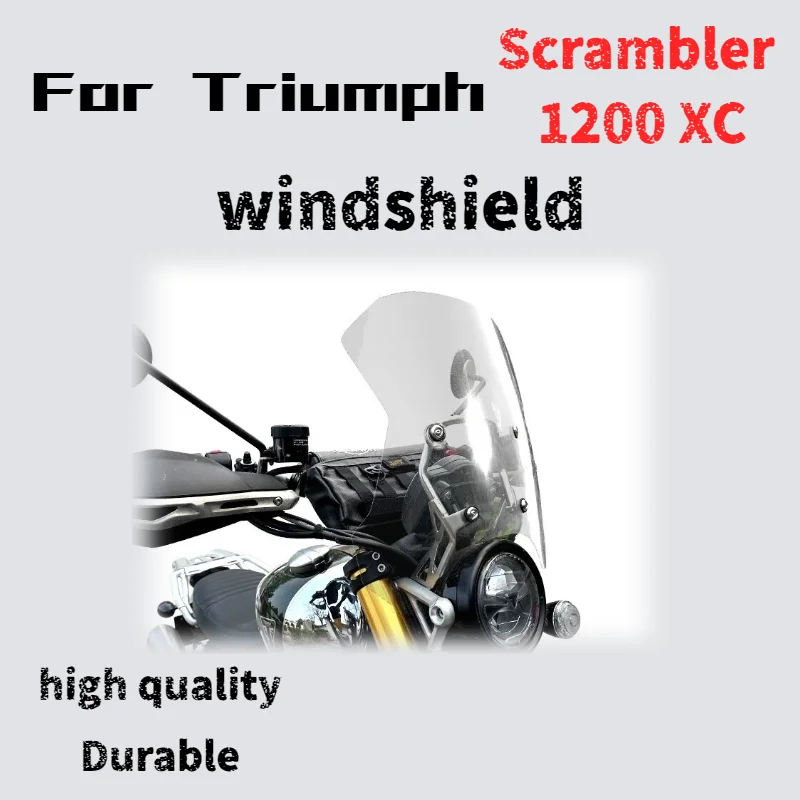 For Triumph Scrambler 1200XC: Front windshield modification, heightening, transparent windshield, and rain guard accessories.