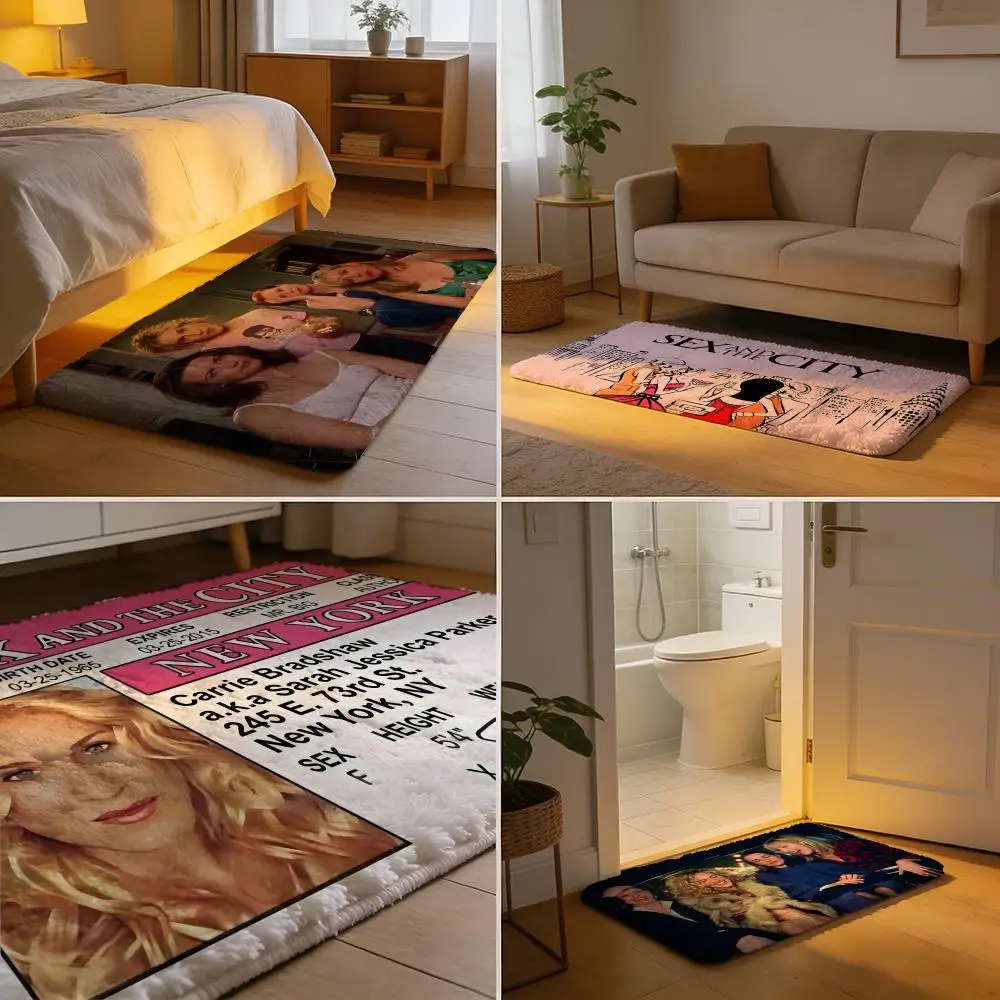 S-Sex And The City TV-Bodenmatte, weiche Flanell-Bodenmatte, rutschfester, saugfähiger Teppich für Zuhause, Schlafzimmer, Badezimmer