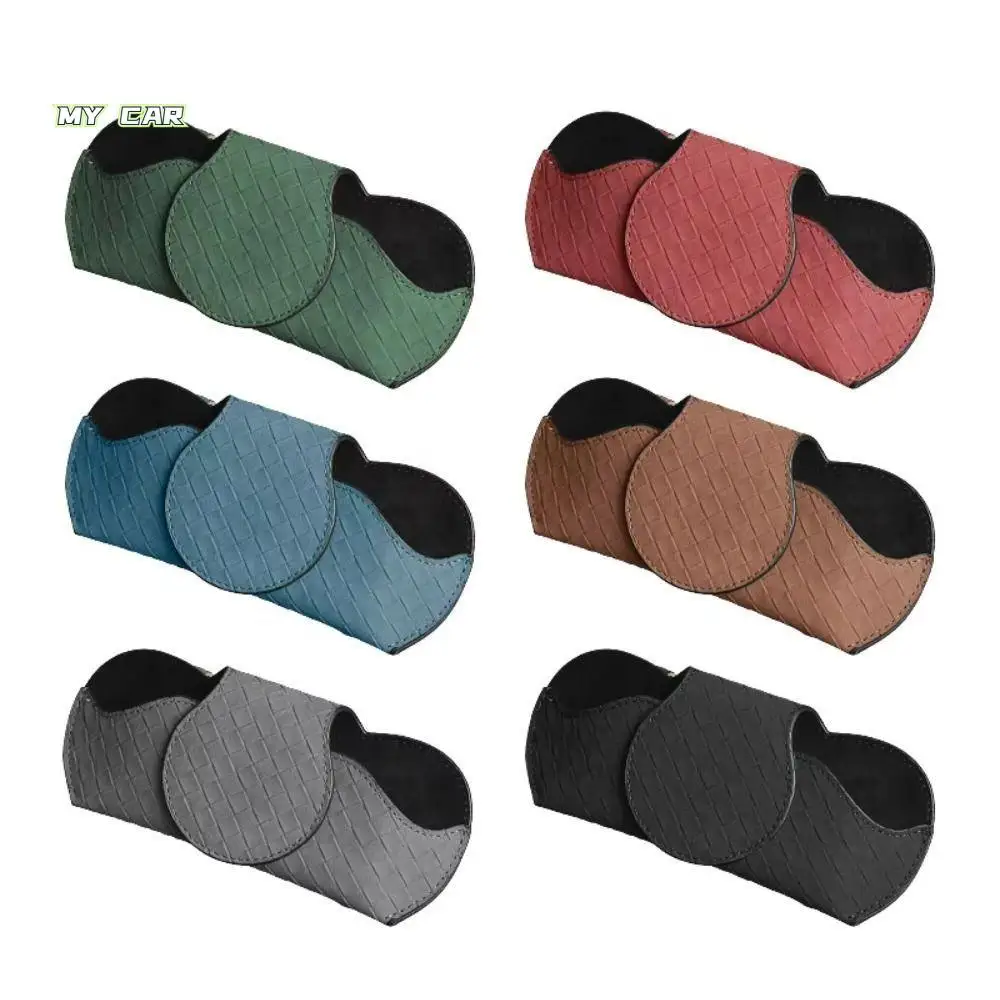 

Soft Car Sunglasses Holder Organizer Plaid Leather Sunshade Glasses Case Multifunction Universal Car Eyeglasses Storage Clip