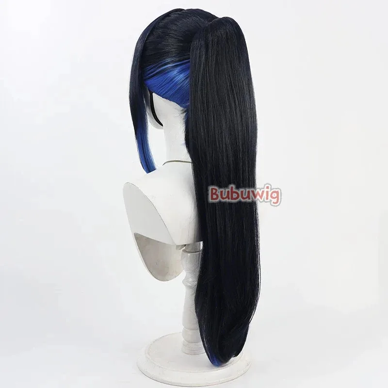 CySynthetic Hair Jomae Saori Cosplay Wigs Game Blue Archive Jomae Saori 60cm Long Mixed Blue Ponytail Wig Heat Resistant