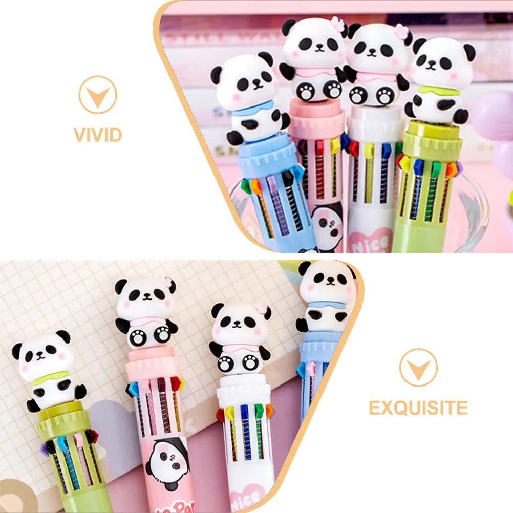 

4pcs Multicolor Ballpoint Pens Panda Design Lightweight Writing Pens For Students Daily Use Scrapbooking Sketching Study