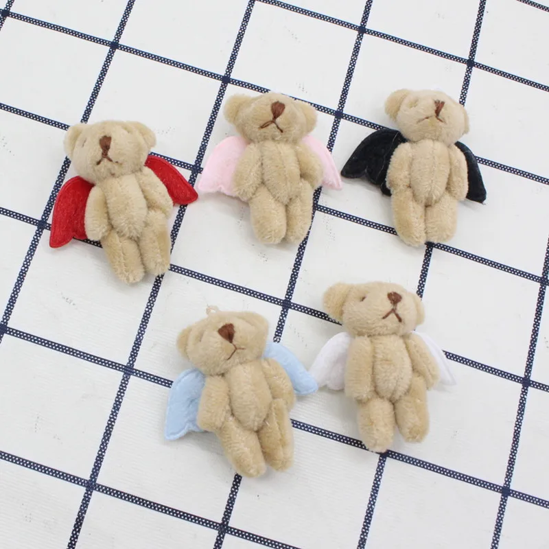 10pcs New Mini Joint Bear Plush Dolls 4.5cm Kawaii Angel Bear Rabbit Cute Tiny Bear Plush Toys For Girl DIY Keychain Bag Pendant