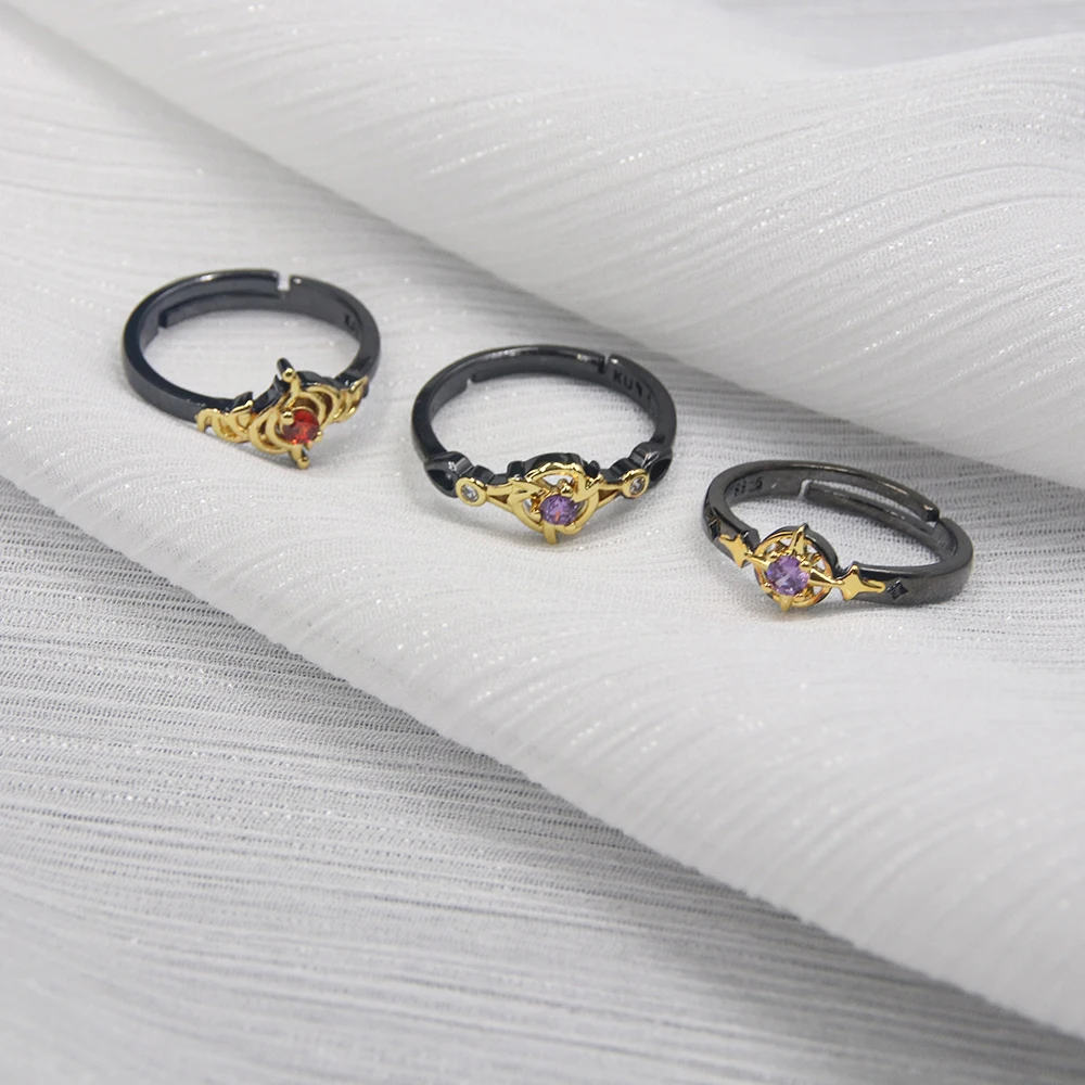 Game Genshin Impact Ring Cosplay  Diluc Albedo Ganyu Xiao Characters Adjustable Rings For Men Open Ring Women Jewelry Accessory view 3