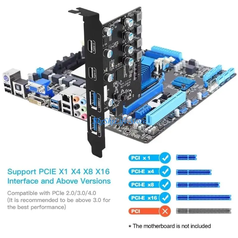 

E65E Fast speed USB3.0 PCIE Card With 4 Port 2 USB A And 2 USB C For Enhances Connectivities On