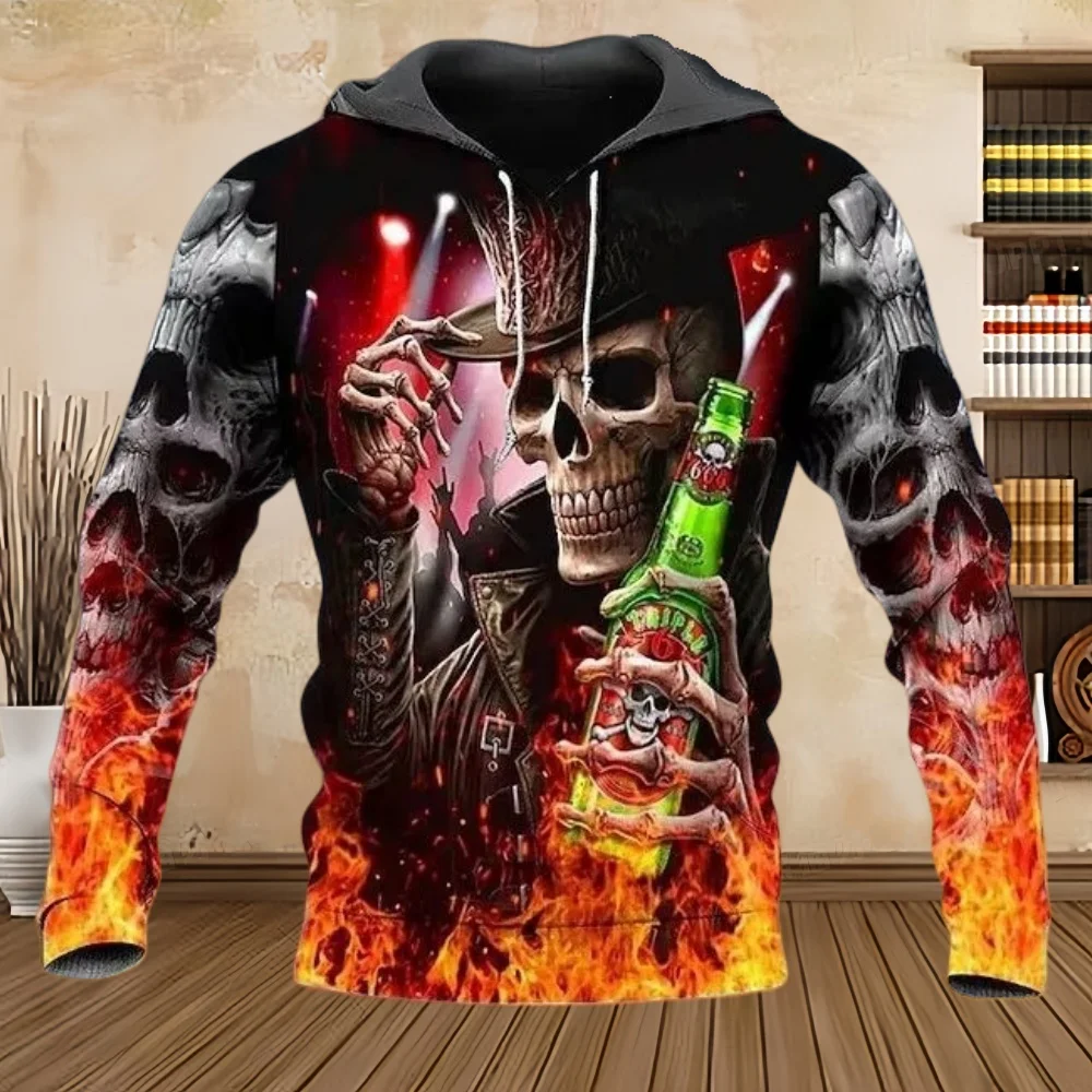 2025 الرجال والنساء ثلاثية الأبعاد الطباعة الرقمية الإرهاب الجمجمة الشارع دعوى Harajuku سترة الرجال معطف رياضي الملابس النمط الأمريكي #2