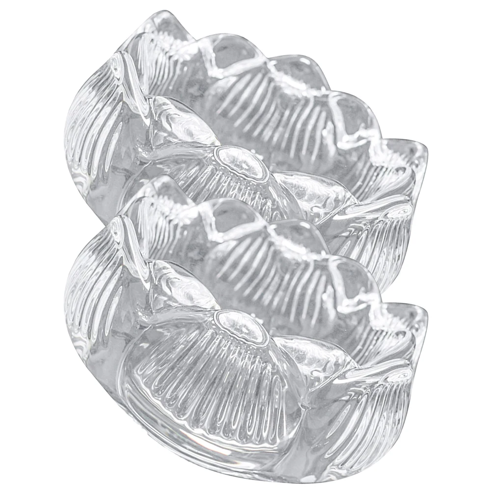 

2Pcs Clear Glass Holder Elegant Flower Design for Tea Lights Votive Candles Wedding Party Home Decor Desktop Accessory