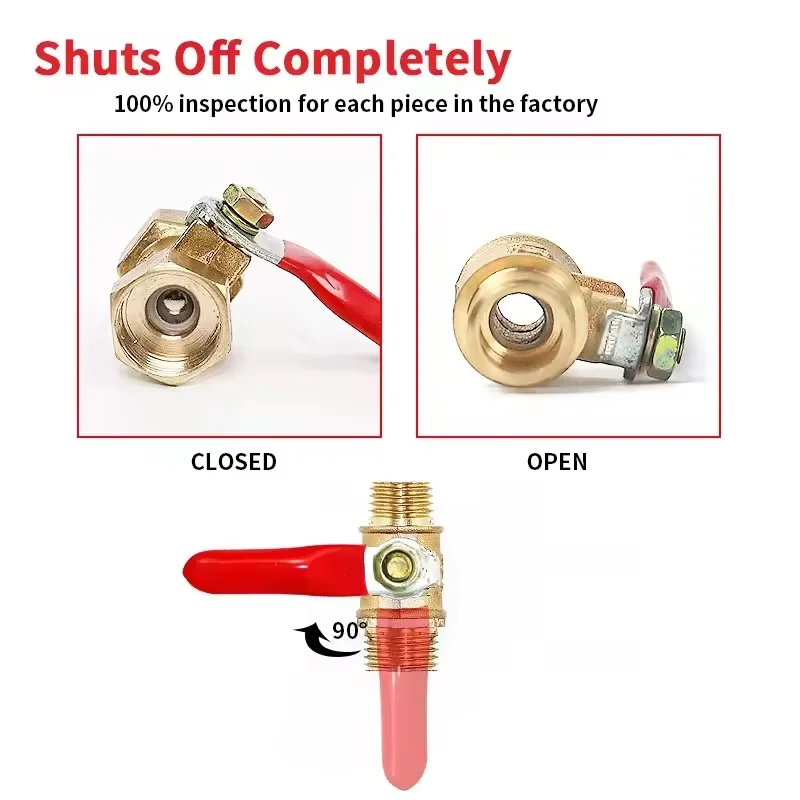 1/8' 1/4'' 3/8'' 1/2'' Brass Small Ball Valve Female/Male Thread Brass Valve Connector Joint Copper Pipe Fitting Coupler Adapter