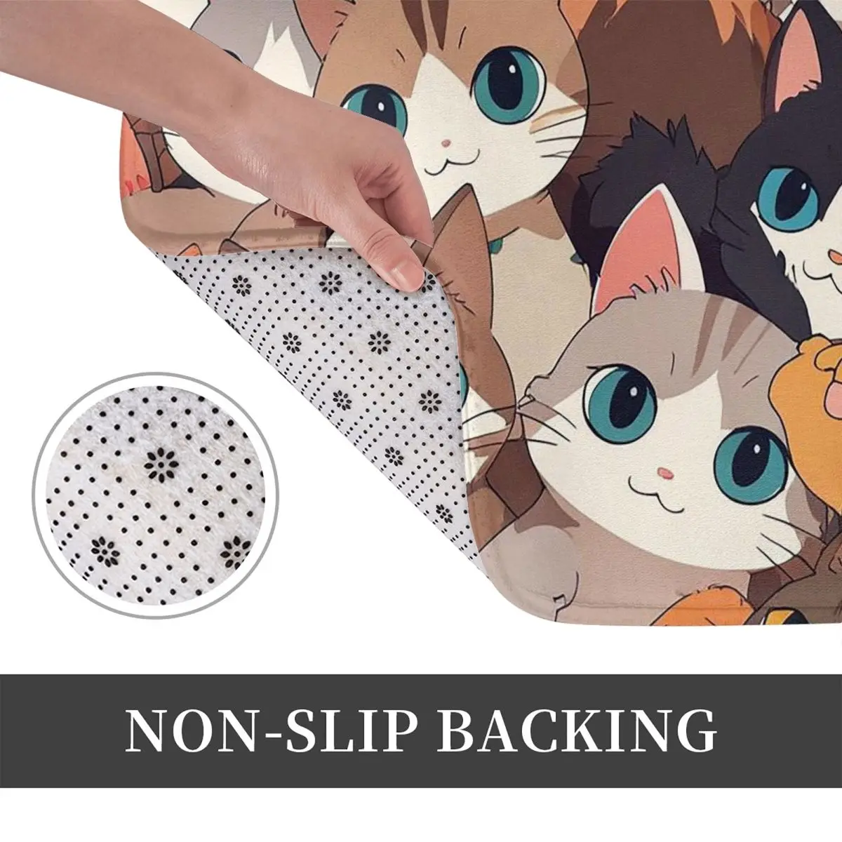 Cute Cat  Non-slip Doormat Floor Mat Water oil proof Carpet Rug for Kitchen Entrance Home Bathroom Living room Footpad Mats