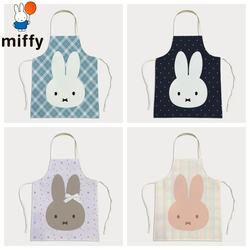 Niedliche Miffy-Kaninchen-Schürze mit süßem, kreativem Cartoon-Print-Muster für Männer und Frauen, neue, einfache, modische, wasserdichte, ärmellose Küchenschürze