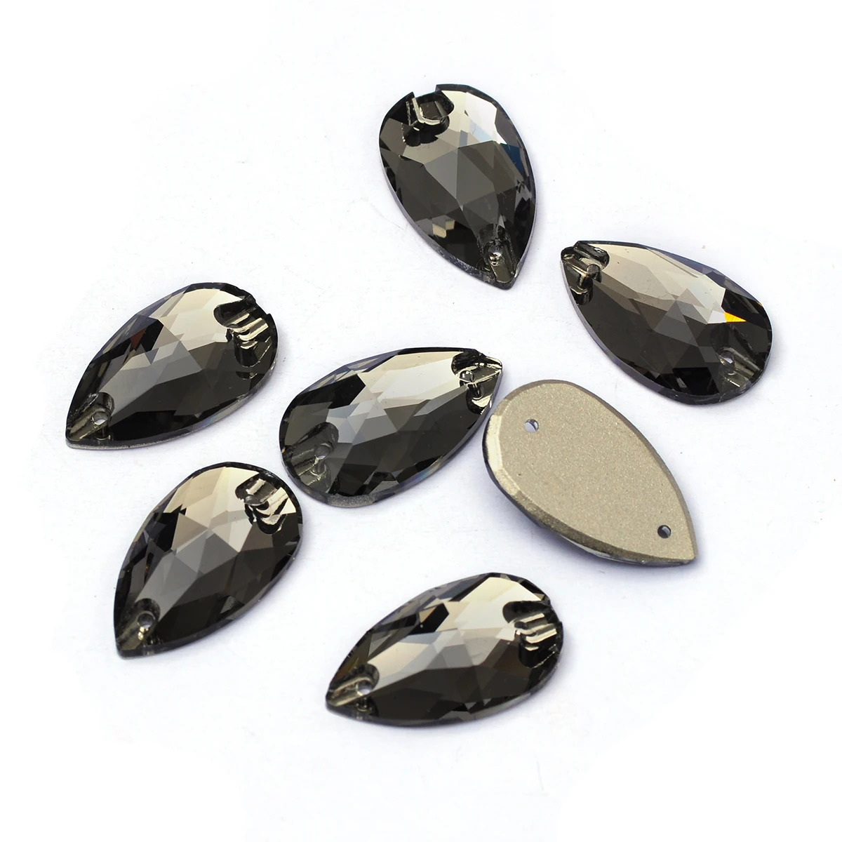 PUBRILE Schwarze Diamant-Applikationen mit aufgenähten Strasssteinen, Flache Kristallglassteine für DIY-Näharbeiten, Applikationen für Kleider, Kleidung und Taschen – Detail 6