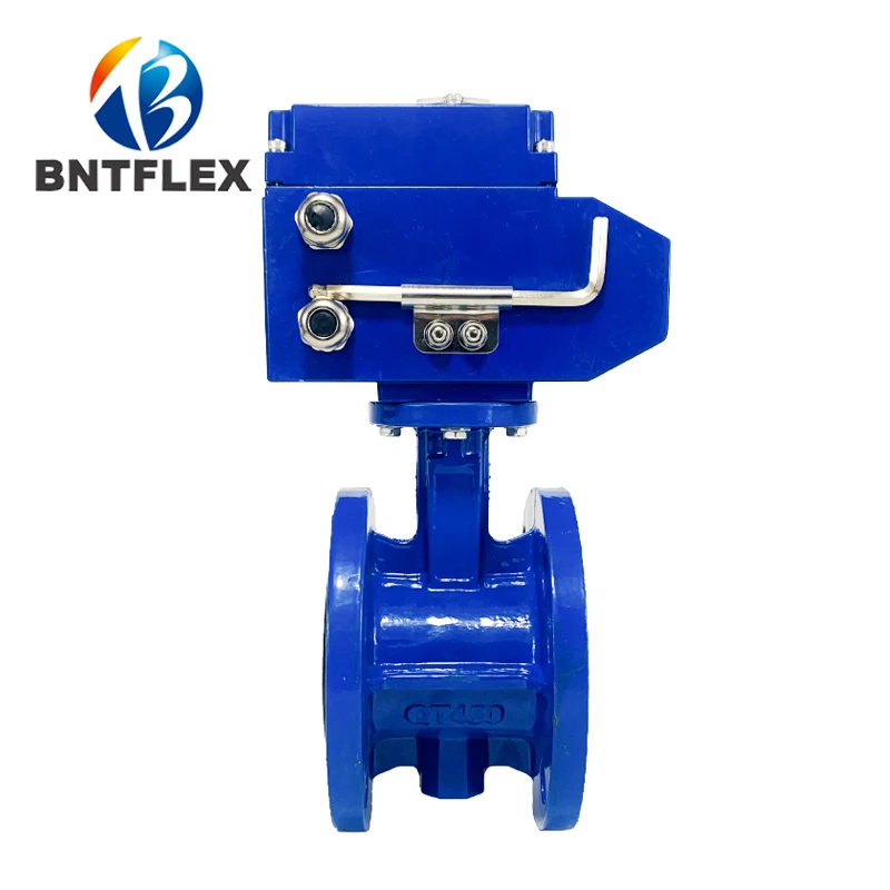 Ductile iron electric soft seal flange butterfly valve switch cut off proportional adjustment high temperature resistant valve