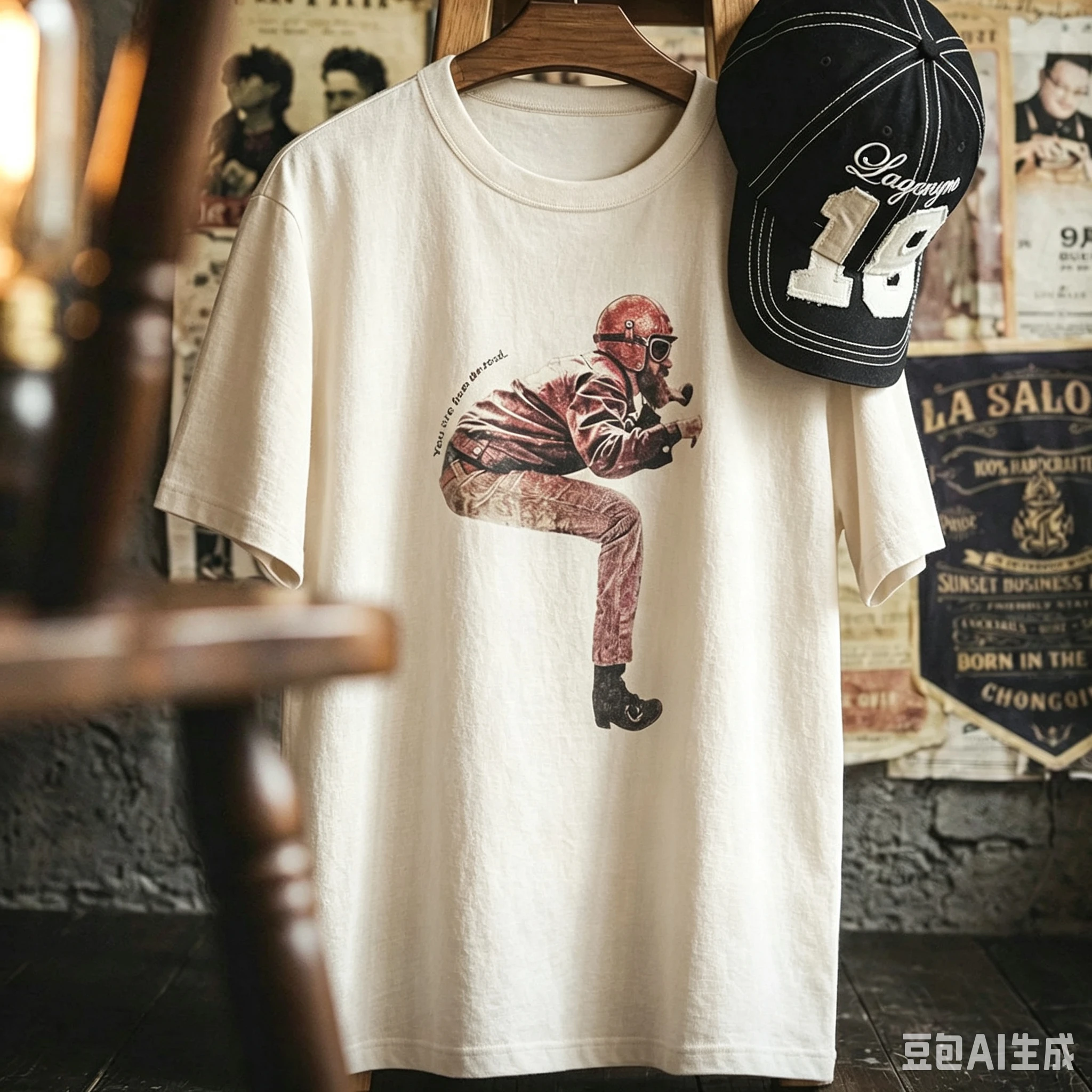 Maden Men's Crew Neck Loose T-Shirt Biker Print American Retro Workwear Unique Design Short Sleeve Casual Summer Men Top Fashion