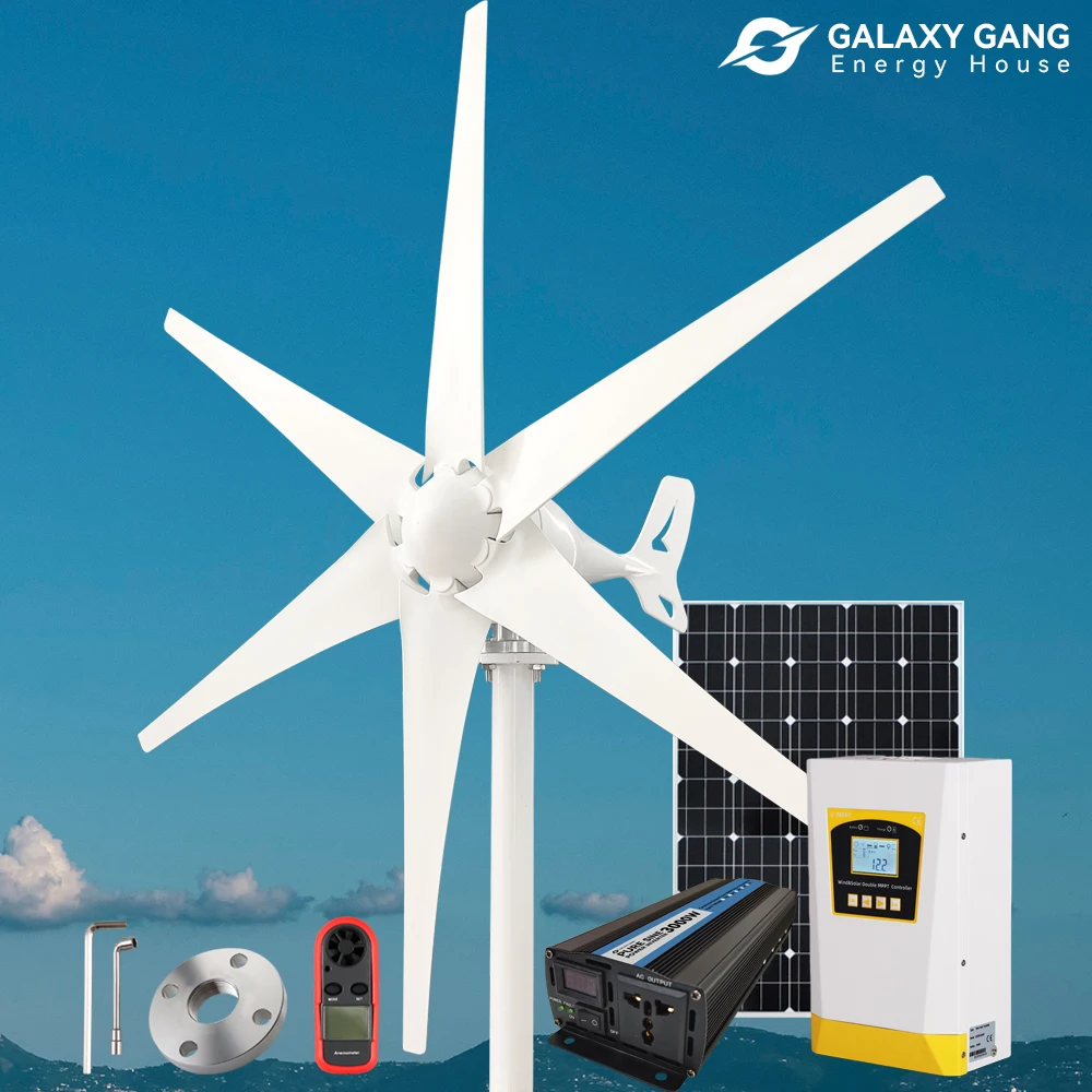 

Wind Turbine 2kw Generators 12v 24v 48v 6 Blades MPPT Charge With Inverter Output 220v Low Speed Wind Free Energy For Home Use