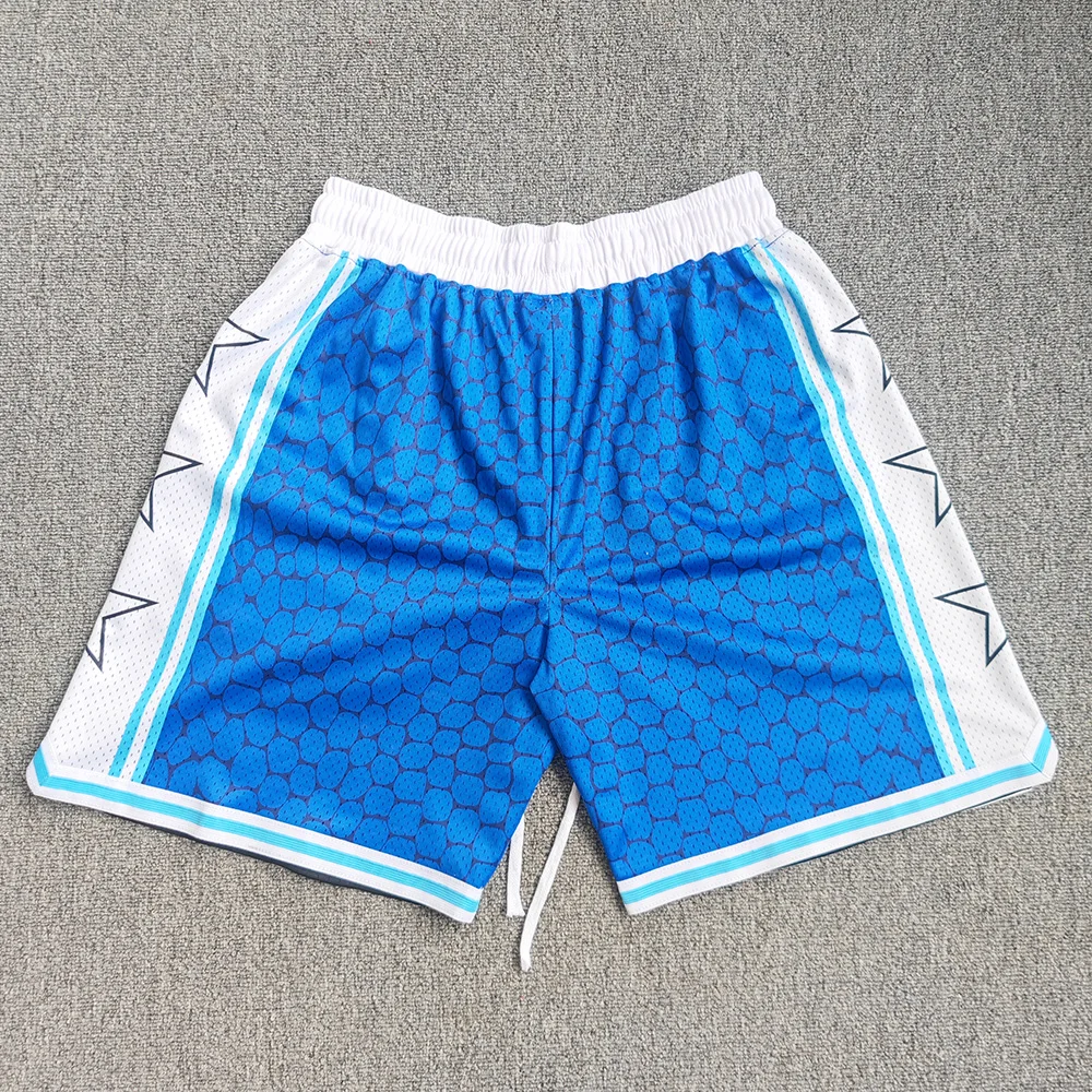 Trillest Los Angeles Blue Mamba Snake Pattern Printed Basketball Shorts with Zipper Pockets Bryant Street Wear Training Pants