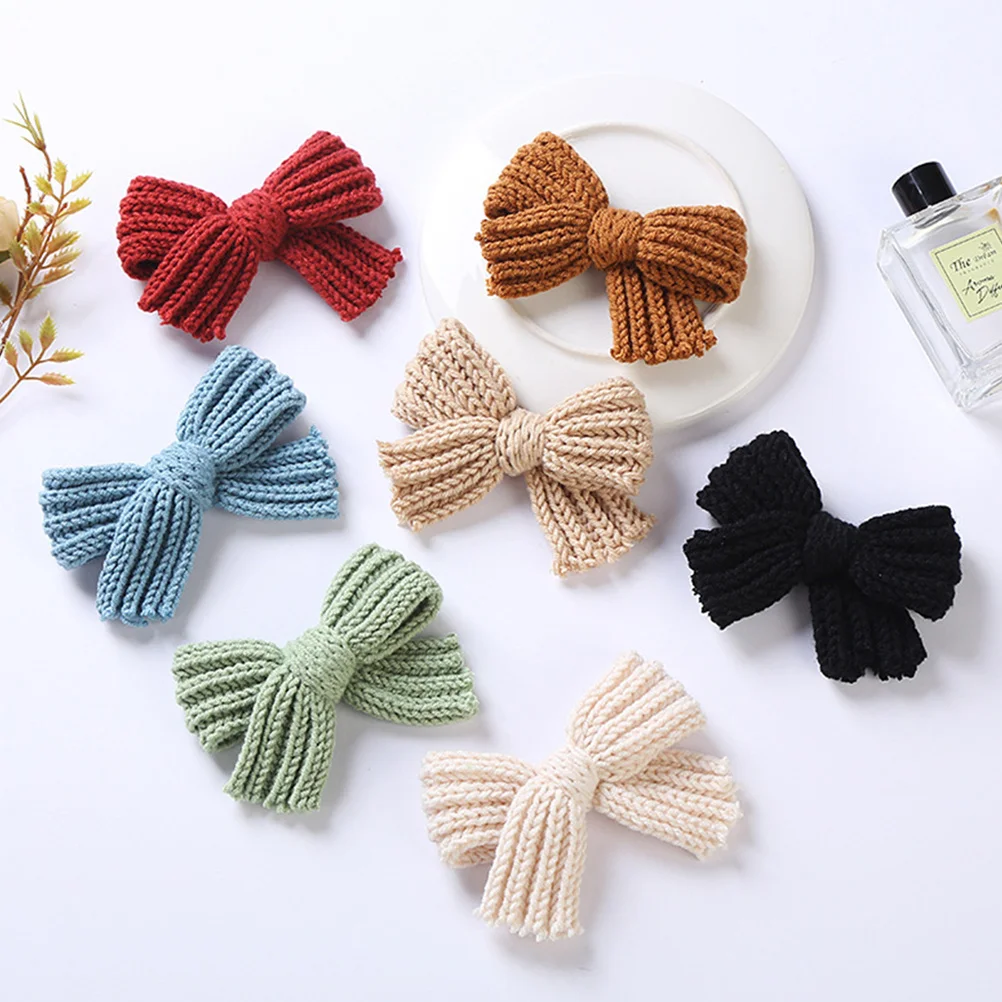

7pcs Butterfly Bowknot Clips Kids Girls Decorative Hair Bow Clip Barrette Wool Bowknot Hairpin Children Hair Accessories
