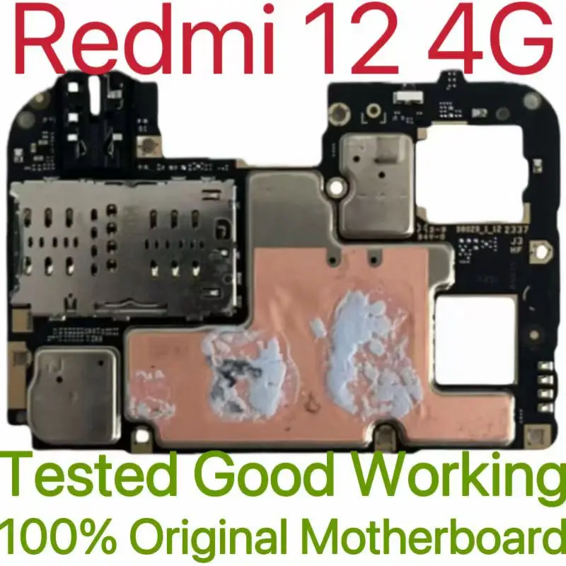 Global Version Original Unlocked Motherboard for Redmi 12 4G Tested Circuit Plate Main Logic Board for Redmi 12 4G