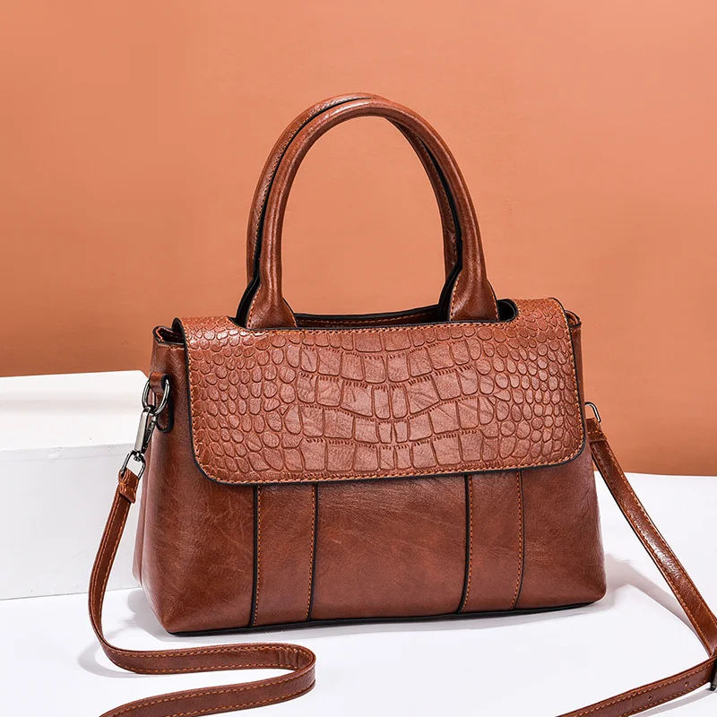 Bag Women Leather Luxury Handbag Pu Big Casual Large Capacity Shoulder Sweet Fashion Messenger Single Hand Retro Crocodile Bags