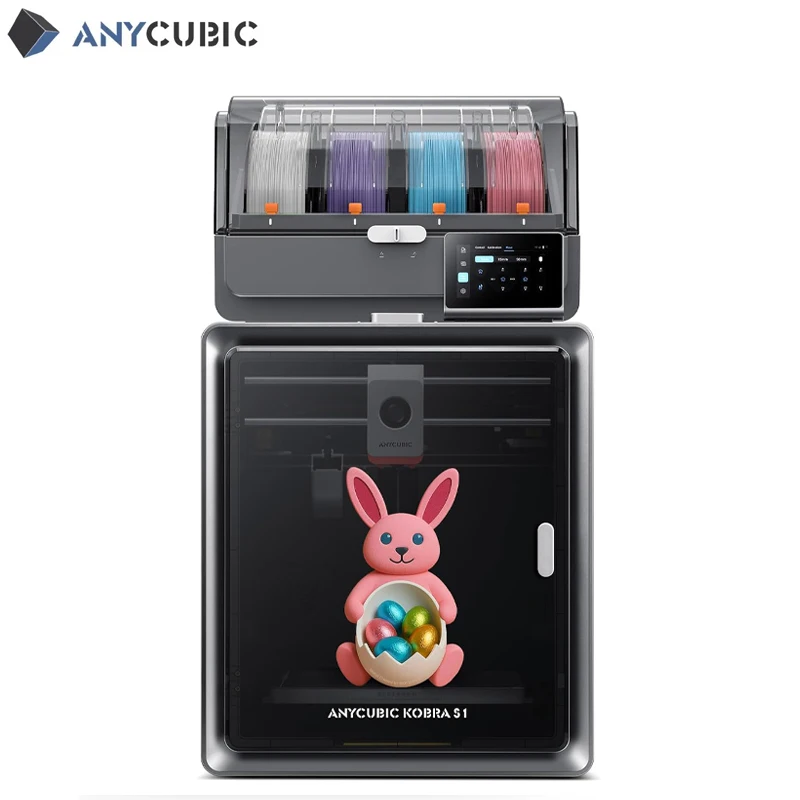 ANYCUBIC Kobra S1 ACE 2 Pro Combo Multicolor FDM 3D Printer Fully Enclosed CoreXY, 600mm/s High Speed 3D Printers 250×250×250mm
