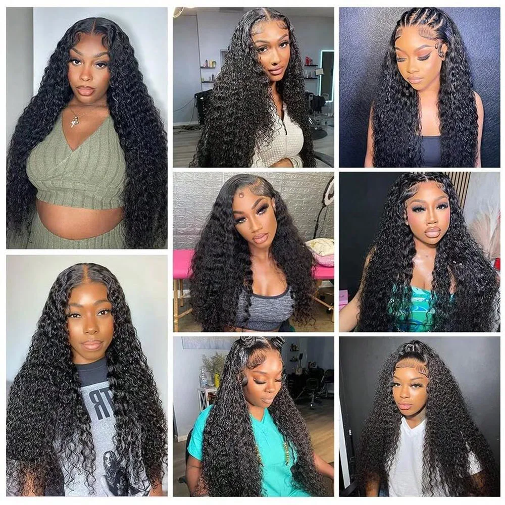 13x6 vague profonde dentelle avant perruques cheveux humains dentelle avant fermeture perruques pour les femmes 250% densité porter et aller sans colle perruque naturel noir