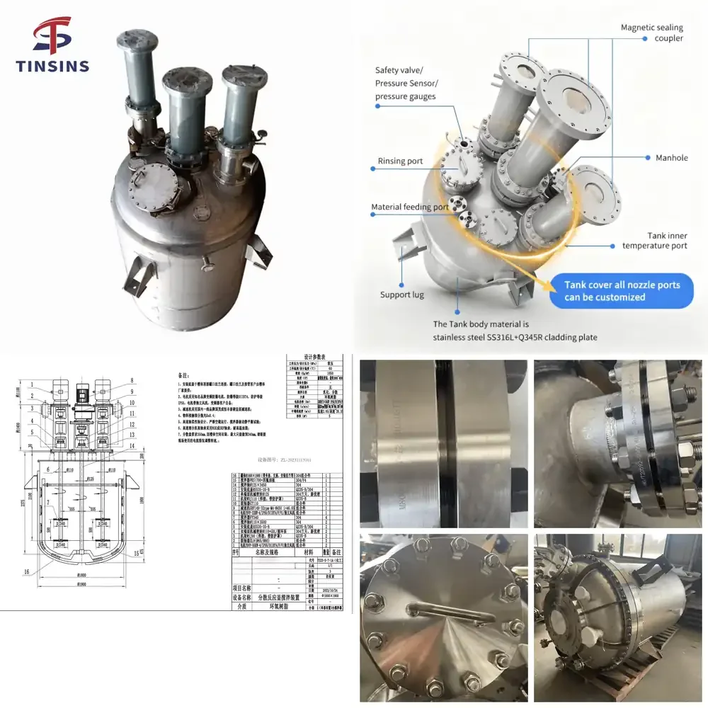 10000L High Temperature Industrial Stainless Steel Cladding Plate Semi-Automatic Reaction Kettle Pressure Vessel Long Service