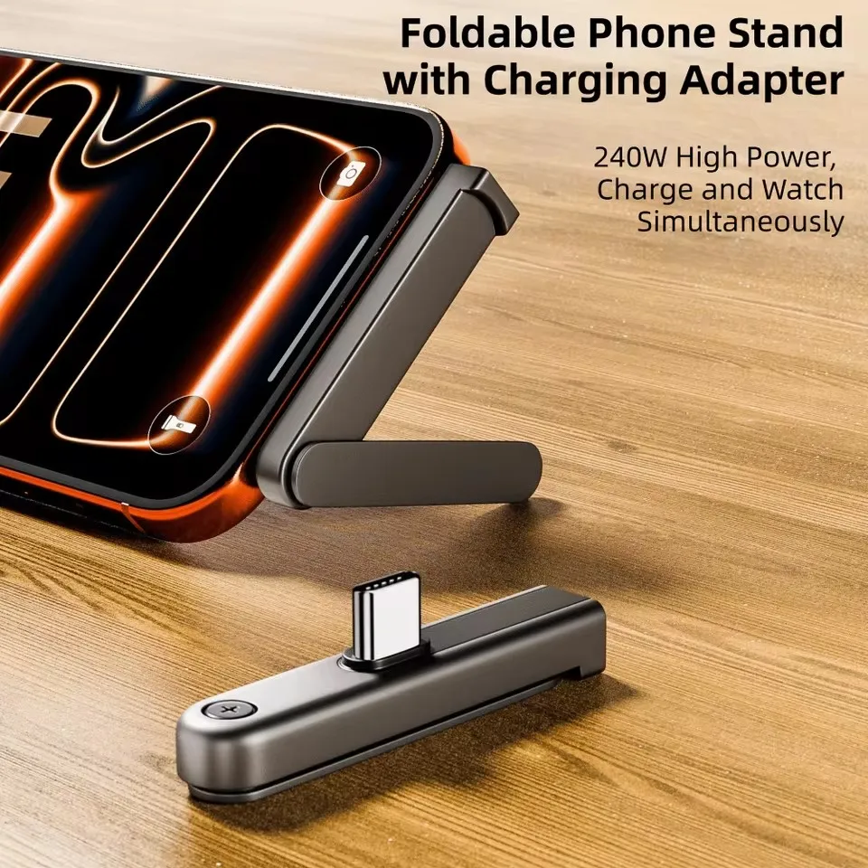 2-in-1 Phone Stand with USB C Adapter USB-C To Type C 240W Fast Charging Converters Portable Phone Kickstand for IPhone Samsung