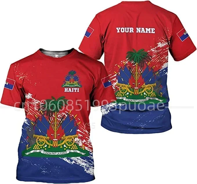 

Haiti National Flag T-shirt Haiti 3D print Street Harajuku Oversize O- Neck T-shirt Custom Name Men's and Women's Top