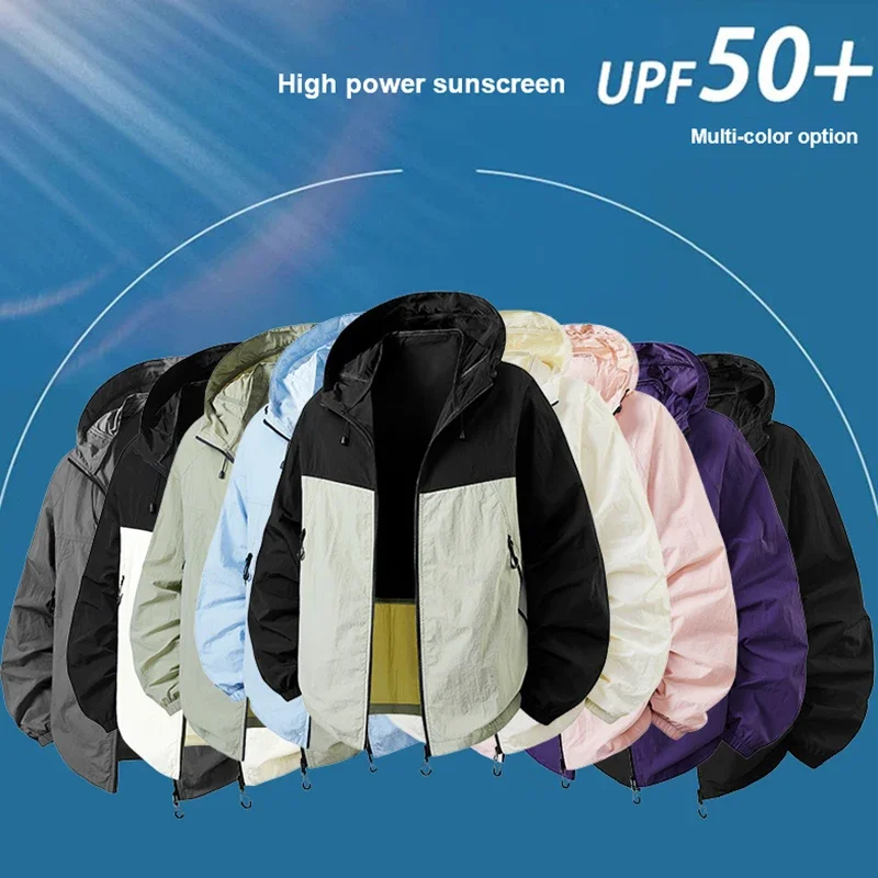 Men's UPF50+ Sun Protection Jacket Lightweight Breathable Windbreaker Hiking Cycling Fishing Outdoor Sports Quick-Dry UV Travel