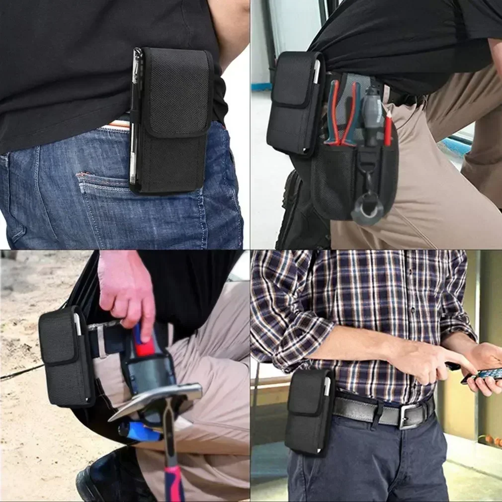 Tactical Cell Phone Pouch Holster with Free D Shaped Buckle Protable Wallet Card Waist Pack Outdoor Carrying Case Sports Nylon