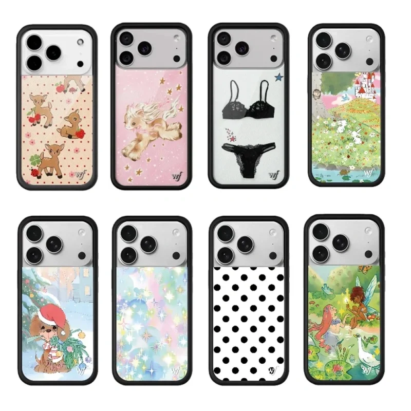 Wildflower Pony Dreams Handyhülle für iPhone 17 16 15 14 13 12 Pro Max – Coole Gabbriette Black Lace Lover BH Polka Dots Hülle ﻿ ﻿ ﻿ ﻿