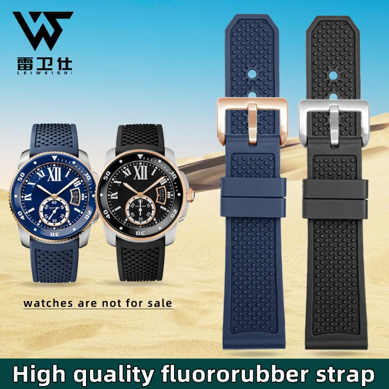 Waterproof Replace Watch band For Cartier Strap CALIBRE W7100055/WGCA0010 WSCA0006 High Quality FluoroRubber Bracelet 23mm 24mm