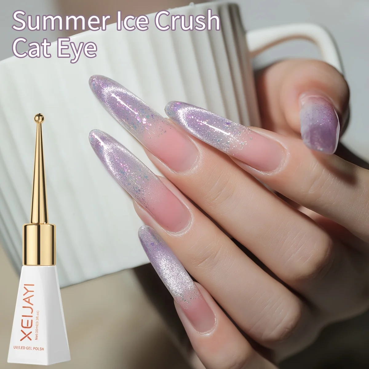 XEIJAYI 1 قطعة 10 مل طلاء أظافر جل مغناطيسي أرجواني عين القطة قابل للإزالة للأشعة فوق البنفسجية LED للنساء - عصا مغناطيسية غير متضمنة #4