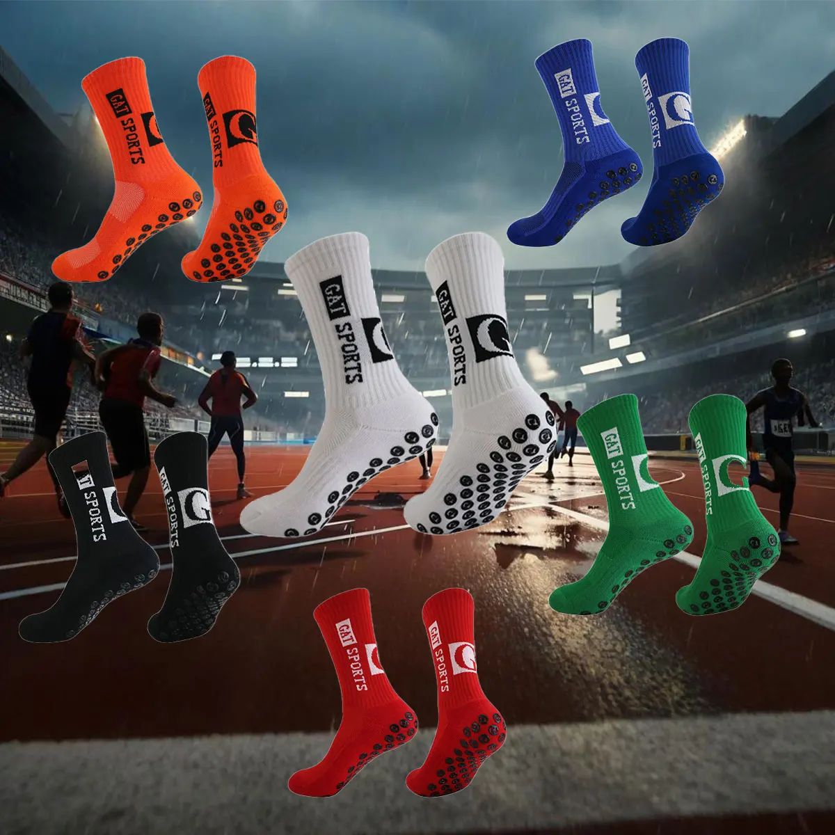 2 pairs of 2025 new football socks with anti slip tape adhesive, which athletes love to wear