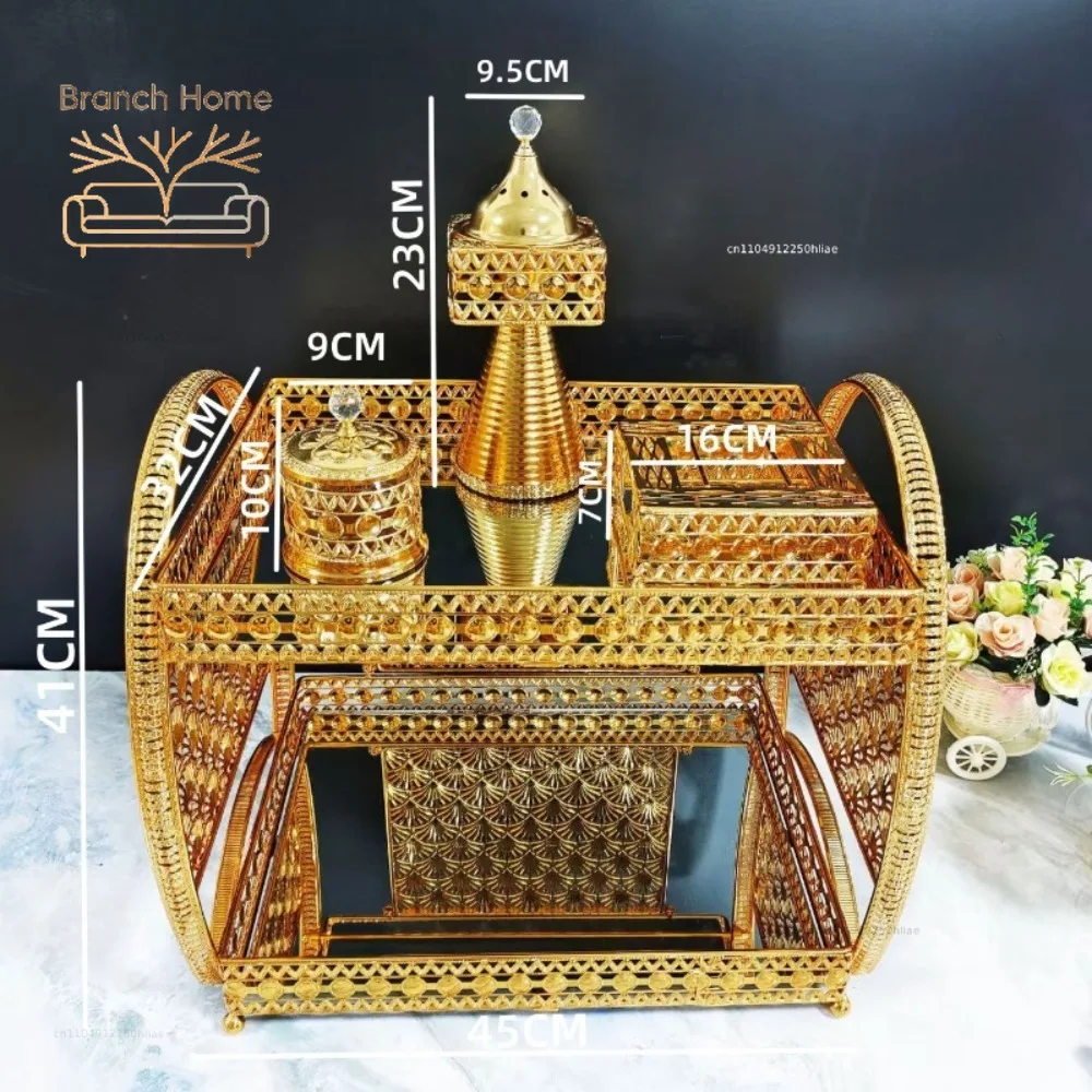 European dining table incense burner set five-star hotel crystal column metal sugar cup grill