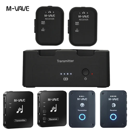 M-VAVE 2,4 GHz sistema de transmisión de Monitor de auriculares inalámbricos WP-9/WP-10/WP-12 compatible con grabadora de función de silencio Mono estéreo