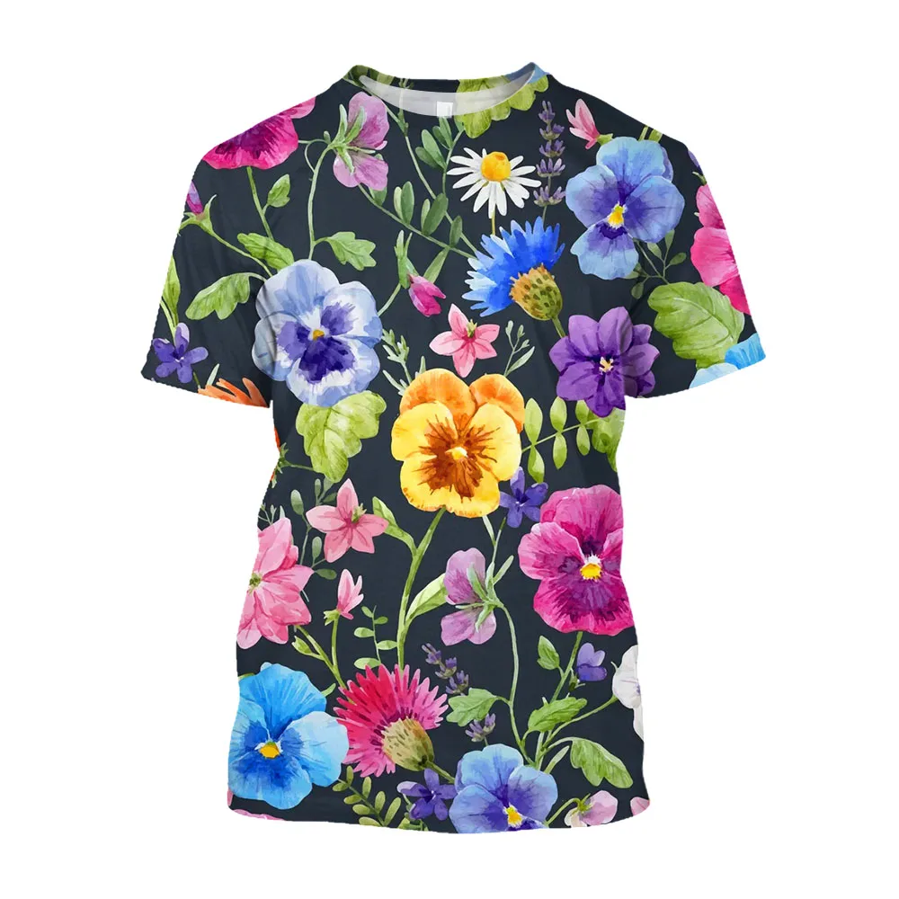 Fashion Casual Draw Flowers and Plants graphic t shirts For Unisex Summer Leisure Holiday Trend Printed Short Sleeve Tees Tops