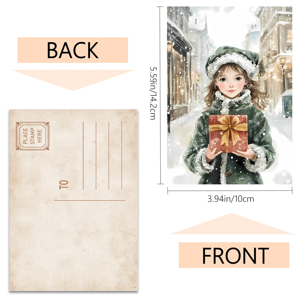 32 Stück, Vintage-Weihnachtspostkarte, grün, Geburtstags-/Jubiläumsgeschenk, Sammlerstück, geeignet zum Verschenken, kann verschickt werden. – Detail 4