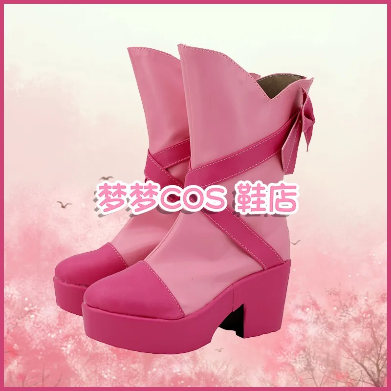 Meravigliose scarpe cosplay Precure Inukai Komugi Anime Halloween Stivali rosa Puntelli