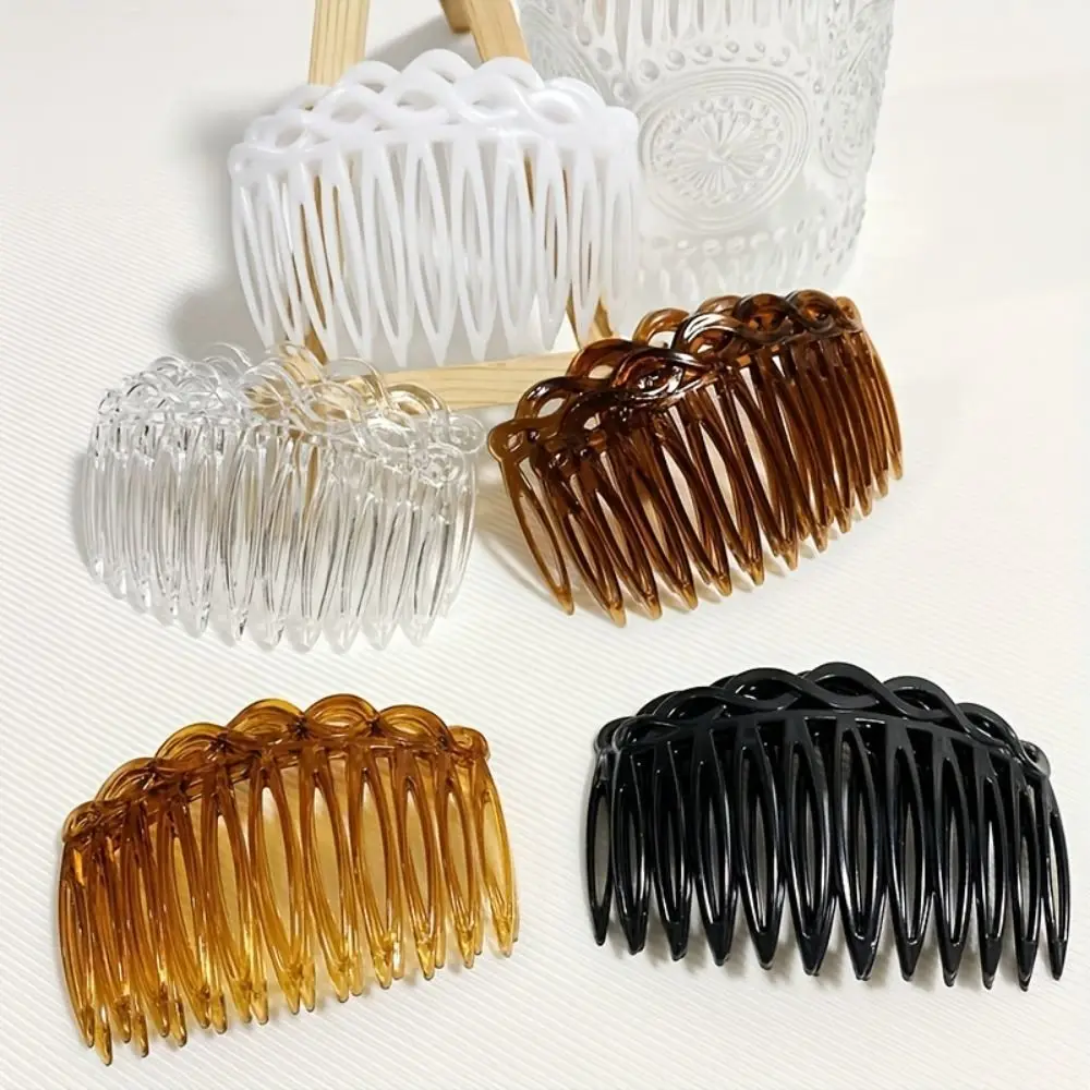 

Portable 11 Teeth Simple Hair Clip Combs Plastic Straight Teeth Inserted Combs Versatile French Vintage Weaving Hairpins Women