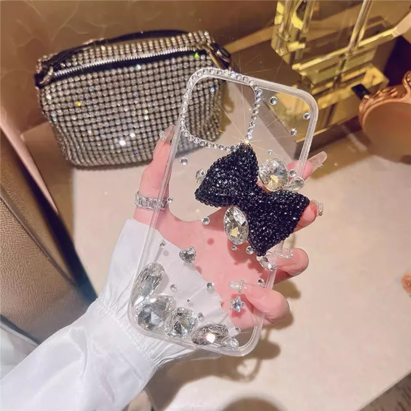 

Phone Case Cover For Samsung Galaxy A50 A70S A22 A32 5G A52 A71 4G A51 A72 A73 A53 Luxury Bling Rhinestone Diamond bow-knot Case