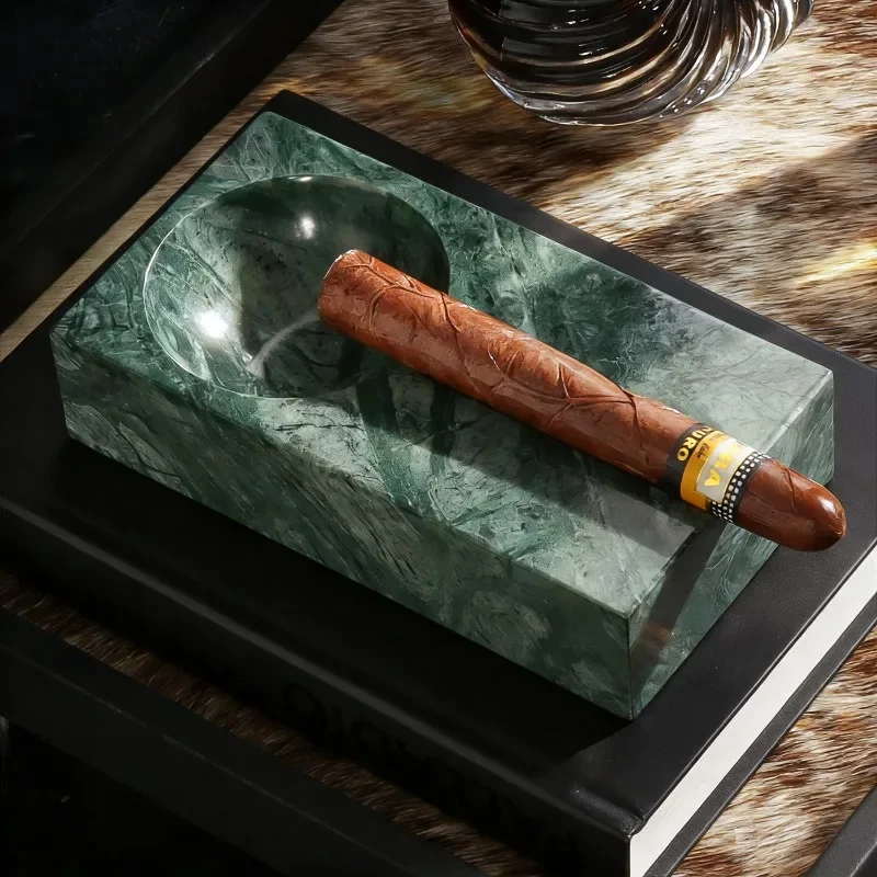 European Style Luxury Marble & Leather Ashtray Set 17cm, Premium Desktop Decor for Show Flat Hotel Bar, Unique Housewarming Gift