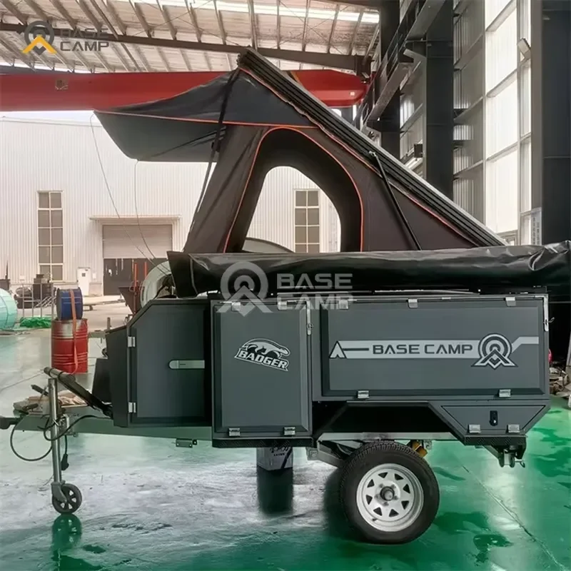 Luxury Folding Camping Tent RV for Aluminum Camper Trailer with Slide Kitchen Small Caravan Mini RV Travel Remolque Tiny