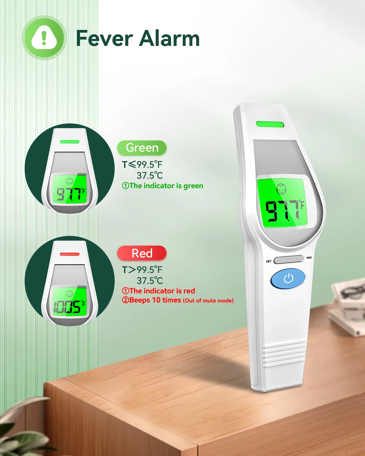 HealthTree Forehead Thermometer Digital Non Contact Medical Infrared Thermometer Fever Meter Clinical Accuracy for Baby Adult