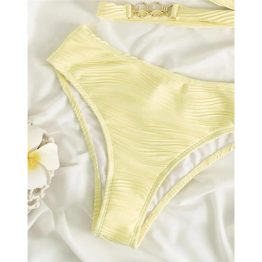Sexy One-Shoulder-Bikini mit gerafftem Design und Metallring, zweiteiliges Bikini-Set, Damen-Badebekleidung, Badeanzug, Badebekleidung, Badeanzug, Modell V4134 – Detail 13