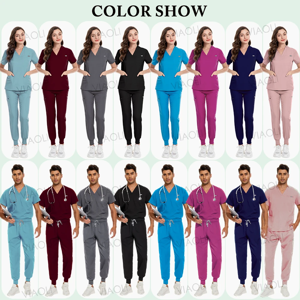 Uniforme de soins infirmiers cliniques XS-XXL unisexe uniforme médical femmes hommes proporgIslande haut pantalon médecin infirmière ensemble de gIslande dentiste vêtements de travail