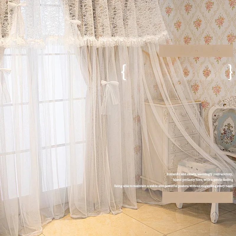 Aesthetic Cream Blackout Curtains Dual-Layer Sheer Fabric For Living Room Bedroom Vanilla Cloud Drapes New Arrival Home Decor