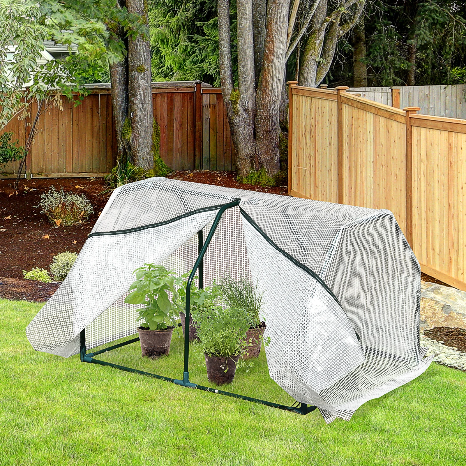 Outsunny 100x70x60cm terrace greenhouse with zipper for growing plants