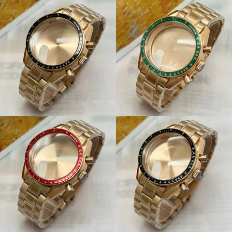 39.7mm Speedmaster Watch Case 20mm Strap Fit VK63 VK64 Movement 32.5mm Dial Watch Hands Gold/Rose Gold/Black/Watch Repair Parts