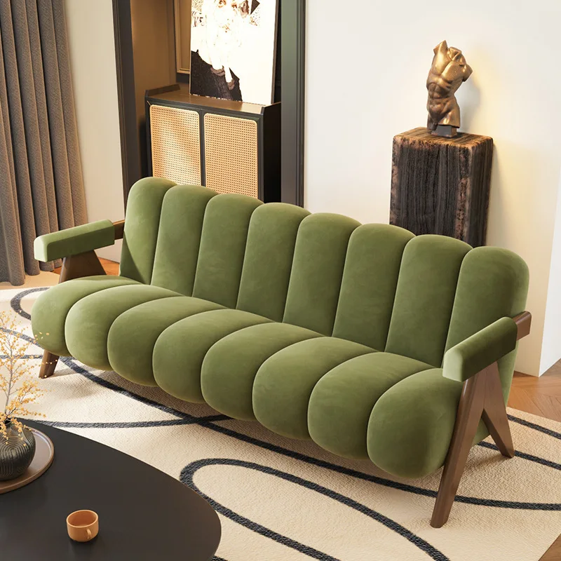 أريكة صينية قديمة تجارية بسيطة، مجموعة أريكة استقبال منزلية صغيرة على الطراز الكريمي، أريكة قماشية #3